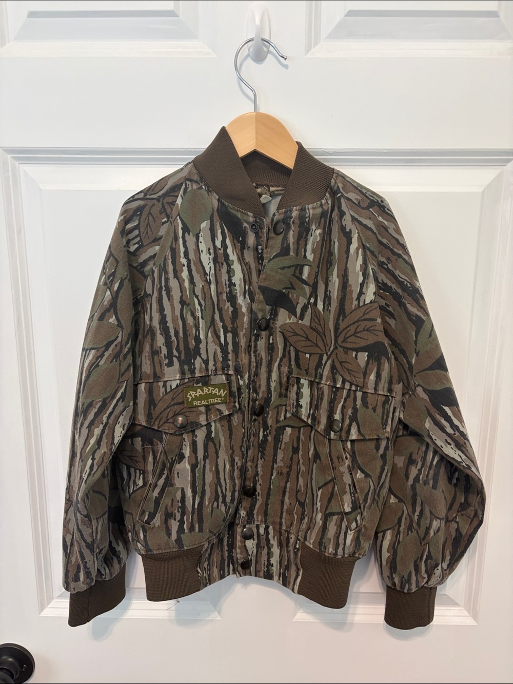 Realtree Kids' Camo Bomber Jacket - Brown/Green Vintage 1990's